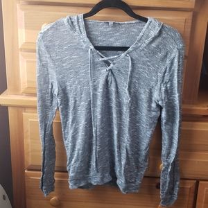 Lace up Hoodie Grey sweater Charlotte russe